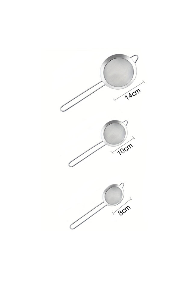 3pcs 3pcs Stainless Steel Fine Mesh Food Strainer Sifter For Baking With Handle Flour Sieve Sifter J