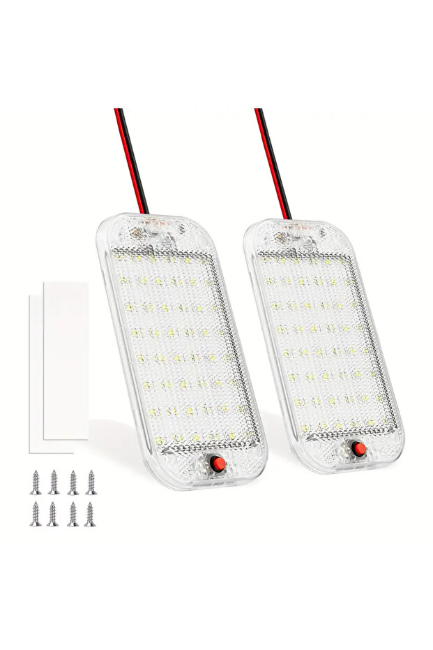 شريط إضاءة داخلي LED مكون من قطعتين لسيارة RV مع مفتاح 48 مصباح LED لسقف الكارافانات 12 فولت - 80 فولت للشاحنات الكارافانات