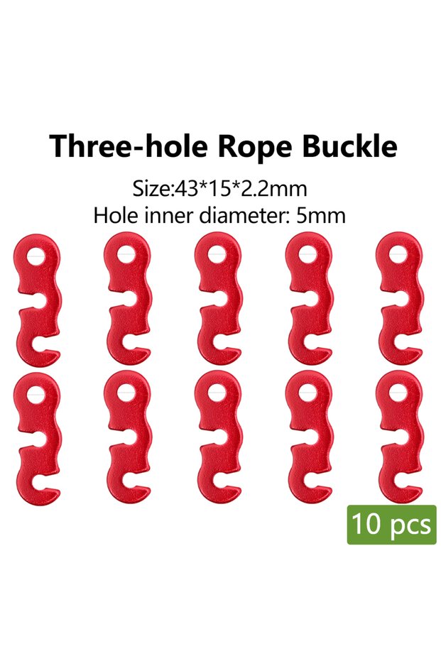 Red 10pcs 5/10pcs Adjustable Tent Rope Buckle Aluminum S-type Wind Cord Buckle Sturdy Rope Buckle fo