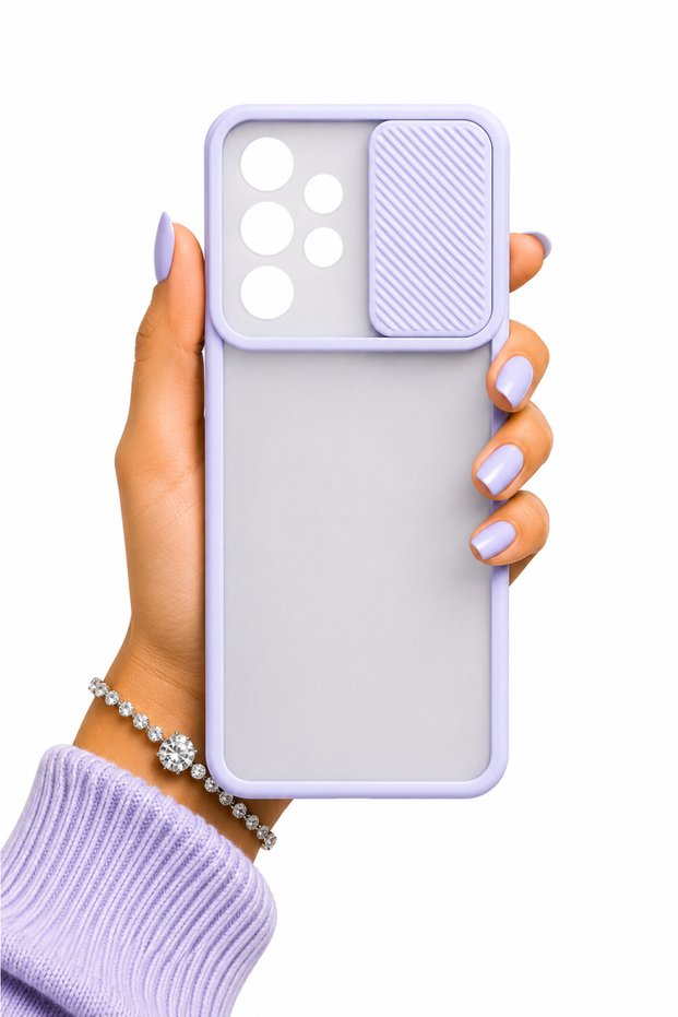 For Samsung Galaxy A73 Case Camera Slider Matte Back Surface Color Frame Lens Cover