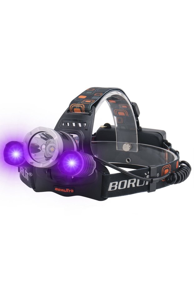 A BORUiT RJ-3000 390nm UV LED Headlamp Type-C Rechargeable Super Bright Headlight Waterproof Head To