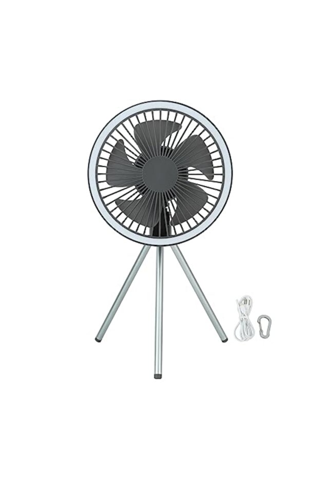 Grey 10000mAh Camping Fan Rechargeable Desktop Portable Circulator Wireless Ceiling Electric Fan wit