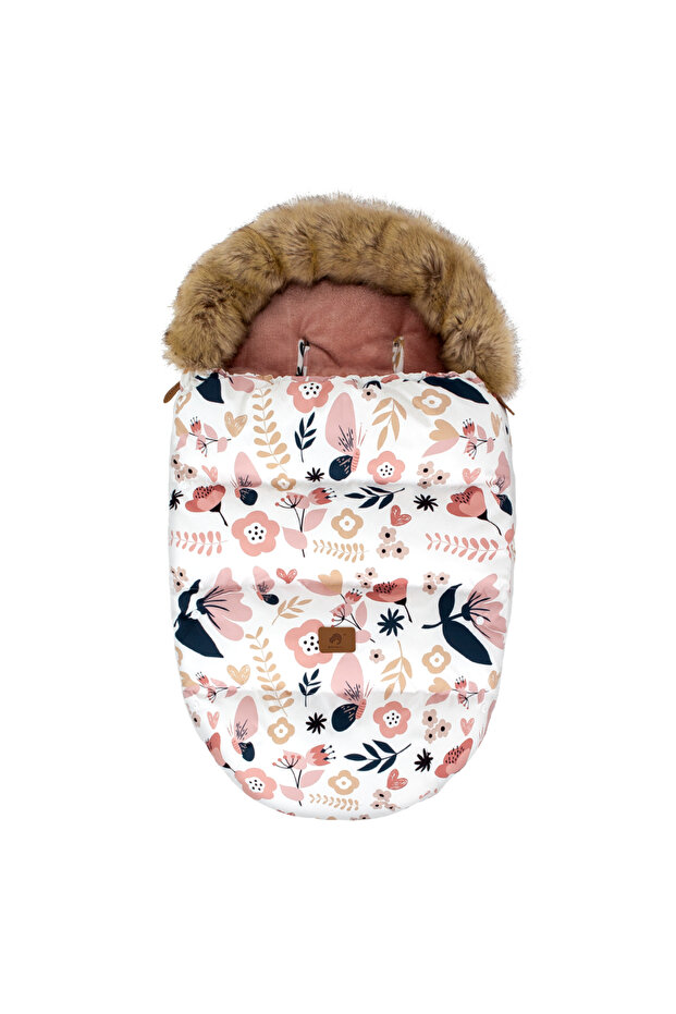 flowers Winter Stroller Footmuff 0-24Months Baby Envelope Sack Navy Blue Patchwork Windproof Removab