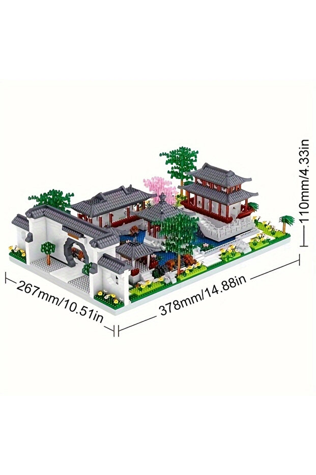 1428pcs Suzhou garden Chinese classic building microparticle building block model decoration educati