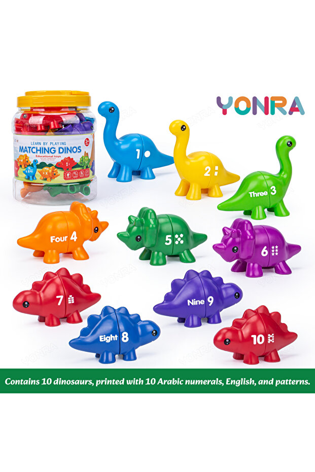 Digital Style Matching Dinosaur Toy With storage bucket Montessori Toys for Kids Counting Learning T