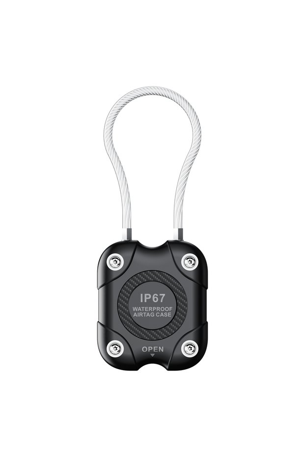 black For Airtag Case - Compatible Waterproof Case With Steel Wire Cable - Versatile Protection For