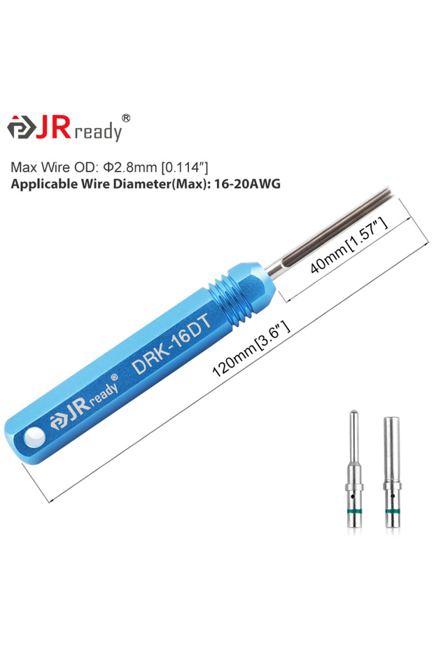 أداة استخراج دبابيس التوصيل DRK-16DT JRready لأجهزة Deuts، مناسبة للوصلات الصلبة/المختومة.