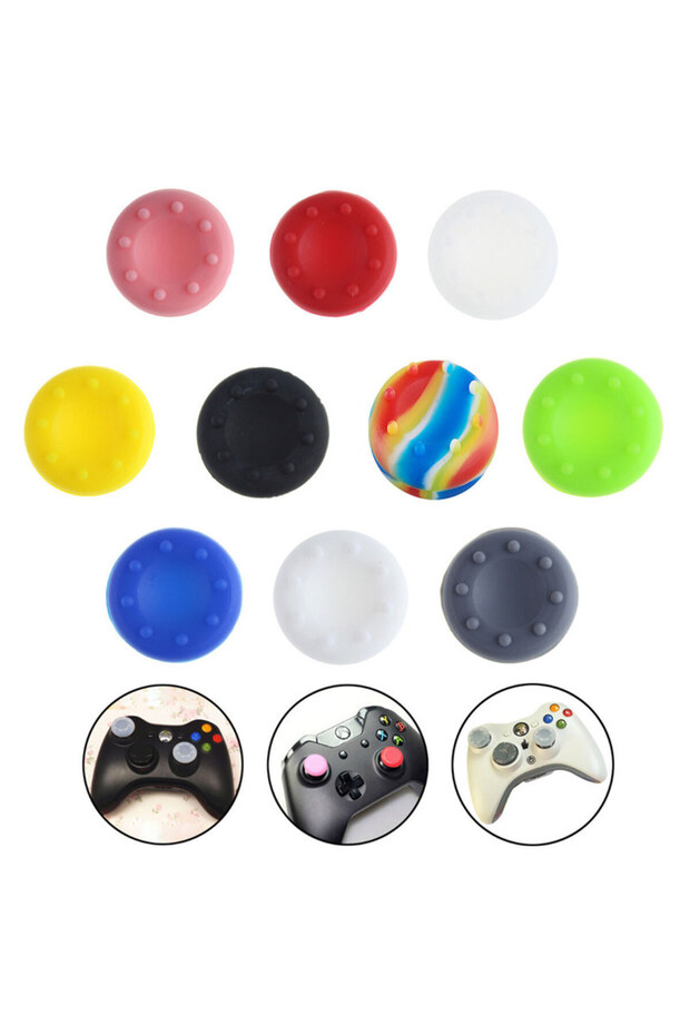 mix color 10pcs For PS5 PS3 PS4 XBOX 360 Silicone Cap Analog Controller Silicone Cap Cover Thumb St
