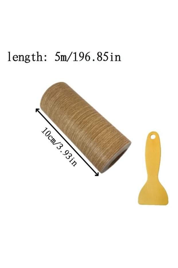 5mx10cm yellow oak 1 Roll 10cmx5m Thickened Wood Grain Skirting Line Wall Sticker, Self-Adhesive Liv