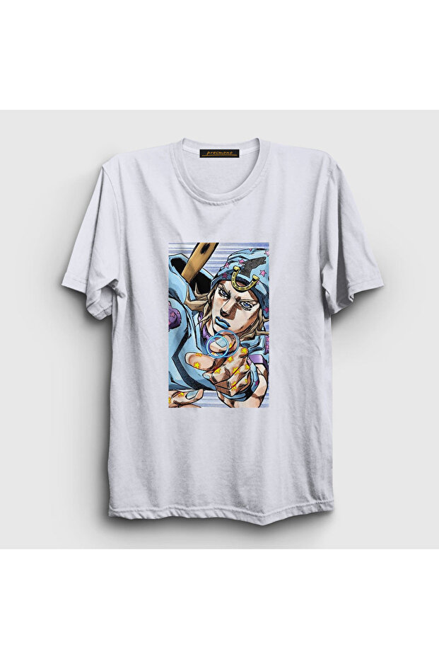 Unisex White Johnny Joestar Anime Jojo T-shirt321490tt