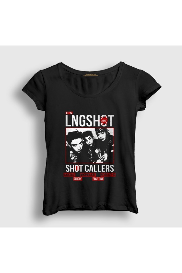 Women's Black Poster V2 Shot Callers K-Pop Lngshot T-Shirt 613937Tt