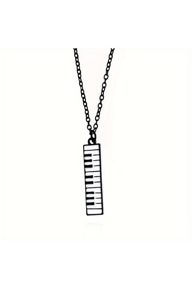 1 Enamel Black White Piano Key Keyboard Pendant Necklace For Women Men Musician Music Jewelry