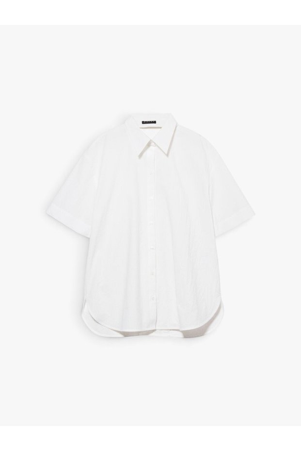 100% Cotton Short Sleeve Poplin Shirt Women White Shirt - 325P52Ehlq094