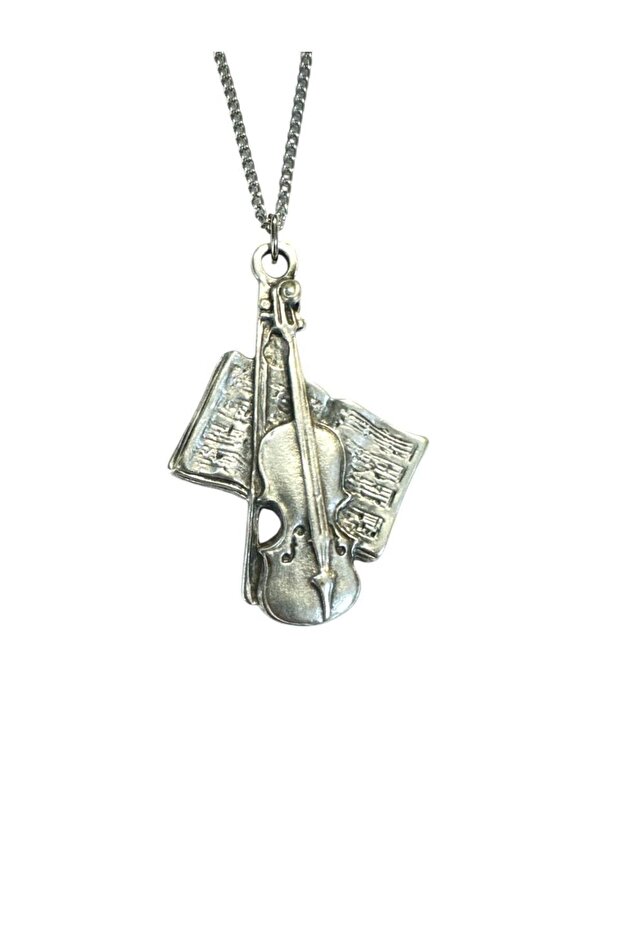Music Themed Violin and Music Note Book Unisex Necklace – 60 cm Chain