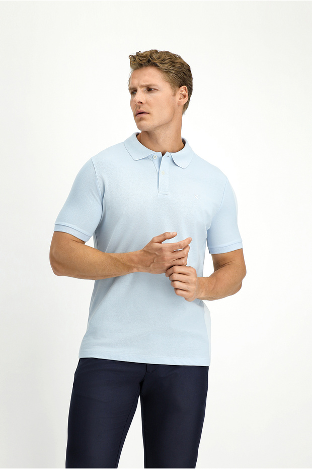 Polo Neck Slim Fit Embroidered 100% Cotton T-Shirt