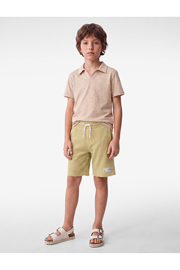 Cotton Waist-Tie Textured Shorts