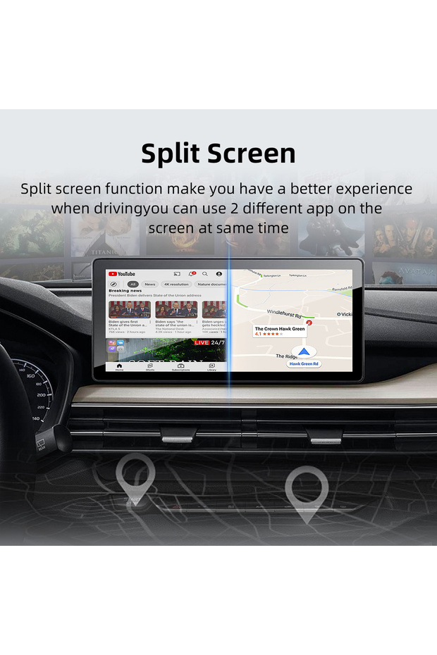 صندوق Ezonetronics CarPlay Android AI بسعة 8/128 جيجابايت، يحول الاتصال السلكي إلى لاسلكي، معالج ثماني النواة، ذاكرة 4G+64G أو 8G+128G