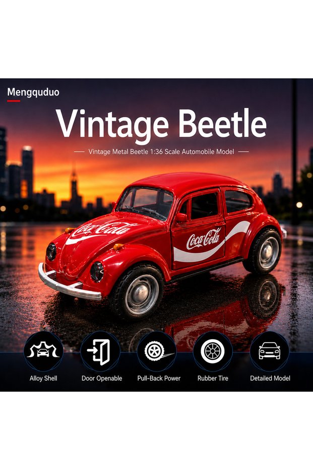 Red Retro Alloy Volkswagen Beetle Collectible Car Model Display Toy Metal Vehicle for Children Vinta