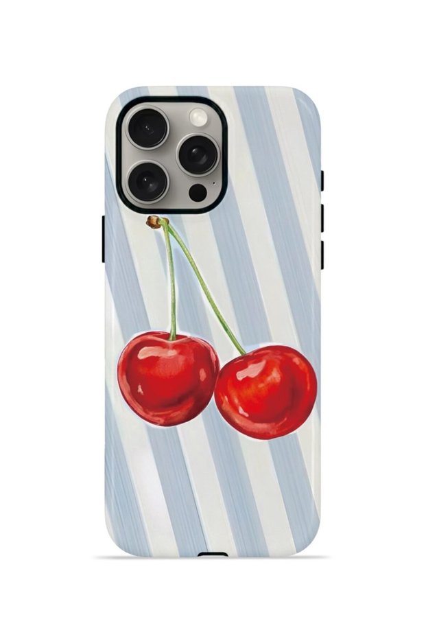 iPhone 15 Pro Max Vorian Dual Layer Case Cherry Blue Stripe