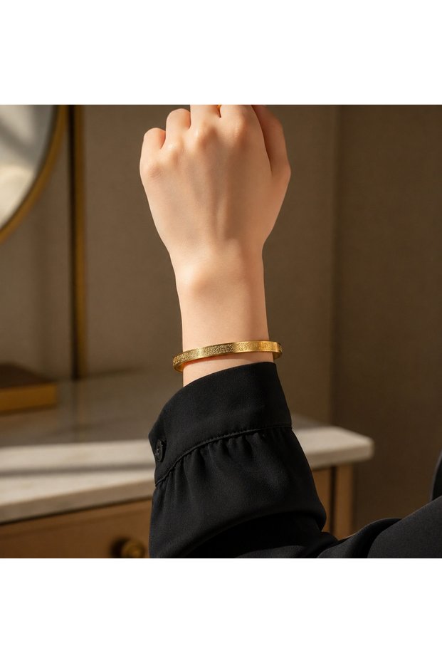 Gold Color Ayetel Kürsi Bracelet Adjustable Spirituality Bracelet
