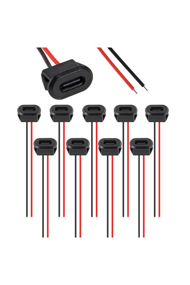 10pcs 5/10/20pcs Type-C Female Chassis 2 Pin Type-C Female Socket Connector Waterproof Jack Female C
