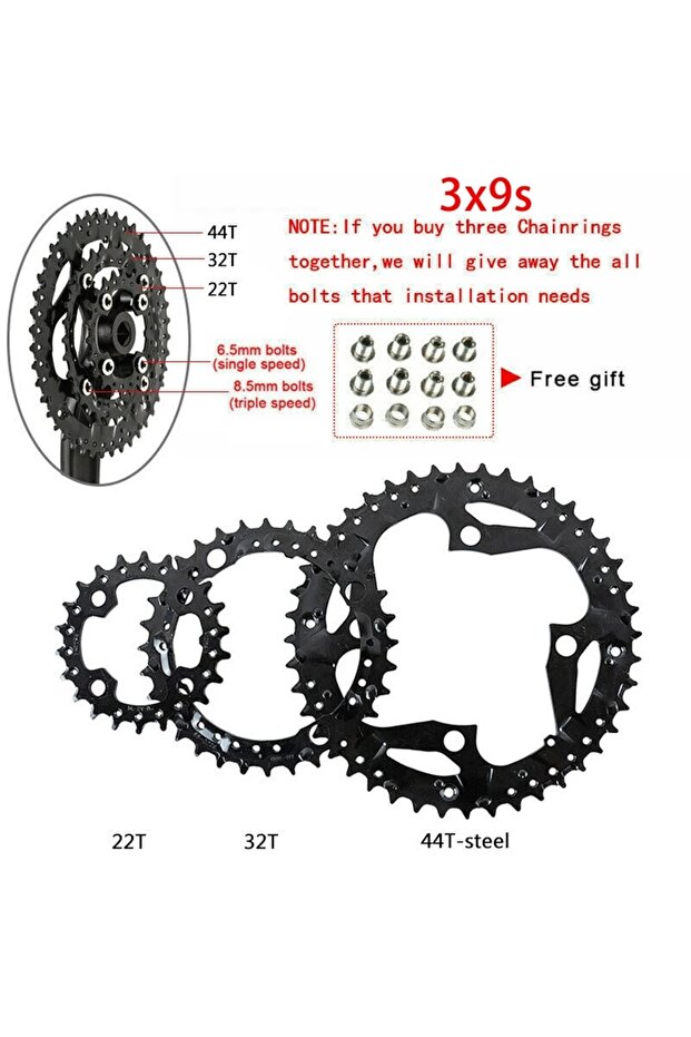 9S 22-32-44T 104BCD 64BCD Chainring Single/triple Speed MTB Chainring 3x9S 3x10S Bike Chainwheel for
