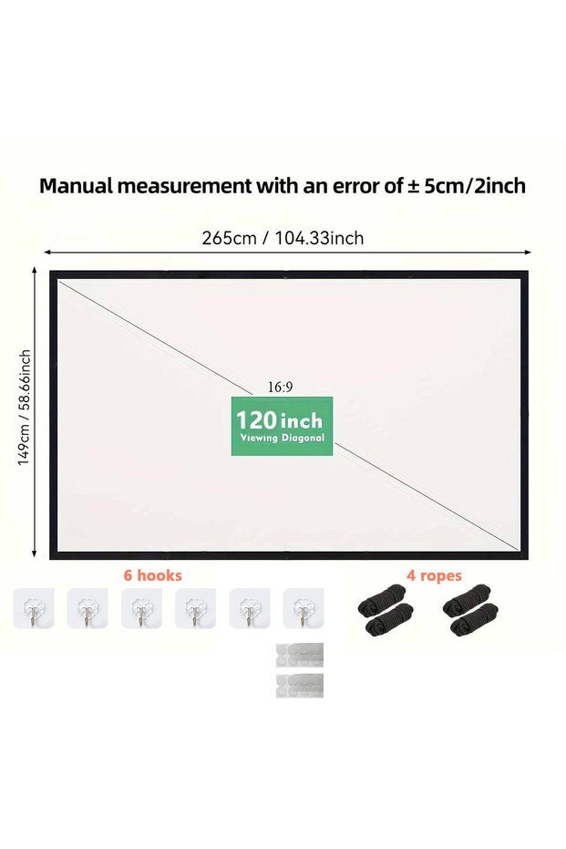 120 inch 120 inch Projector Screen 16:9 Foldable Anti-Crease Portable Projector Movies Screens for H