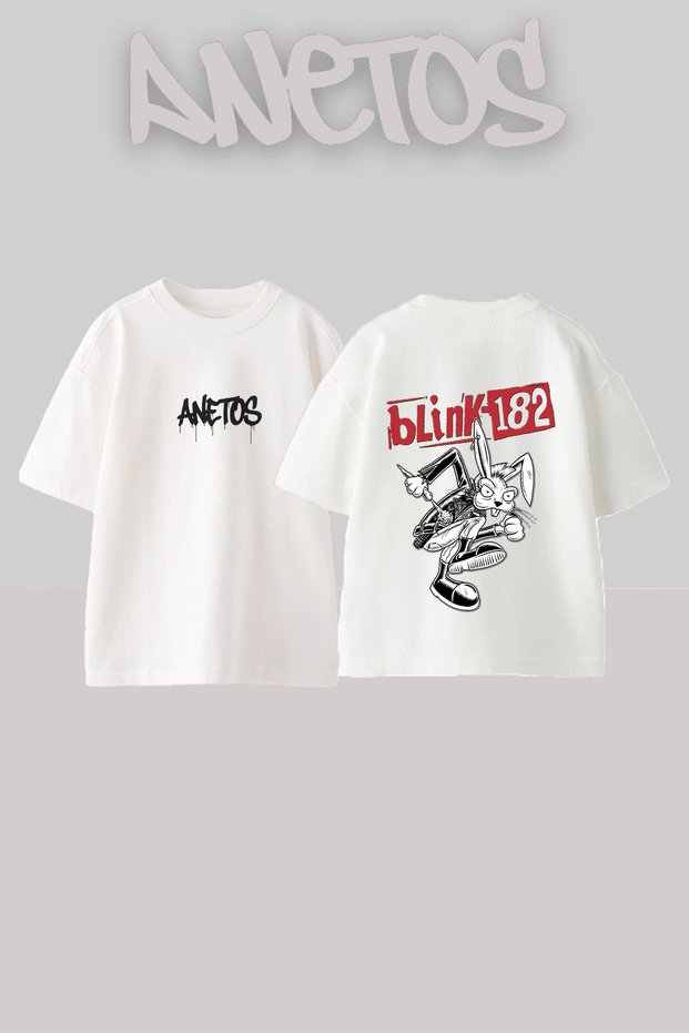 Blink 182 1 Design Back Printed Cotton White Oversize T-Shirt