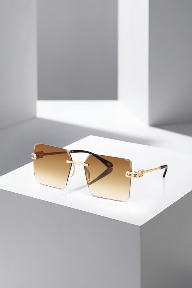 Square Gradient Women Sunglasses with Uv400 Protection Brown Black Gold Color Plg-2125C2