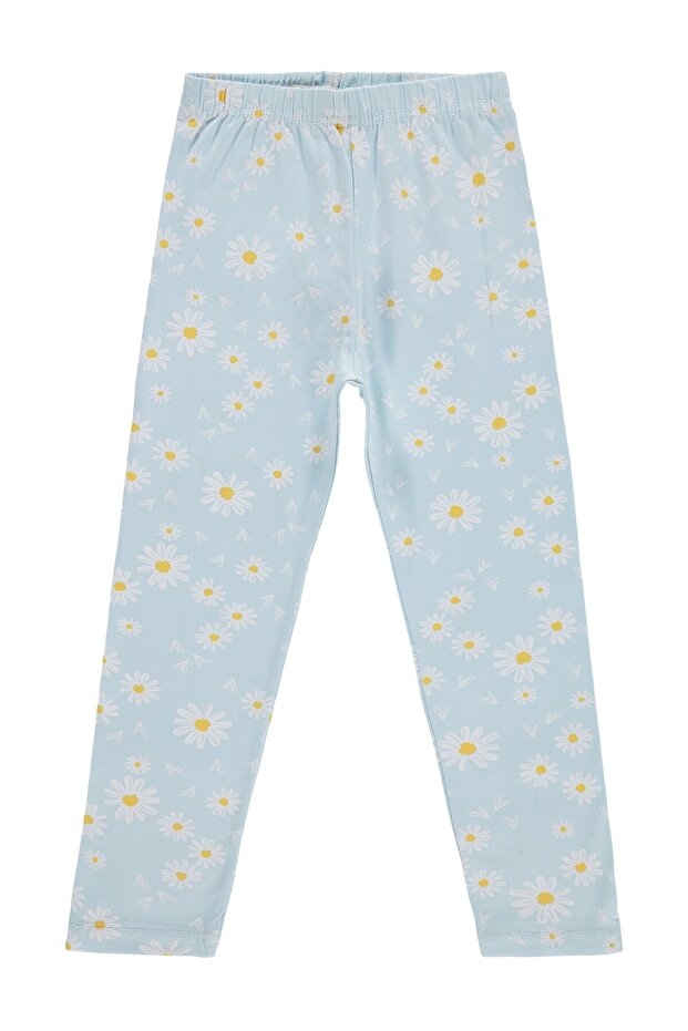 Daisy Patterned Tights for 6-9 Years - Blue