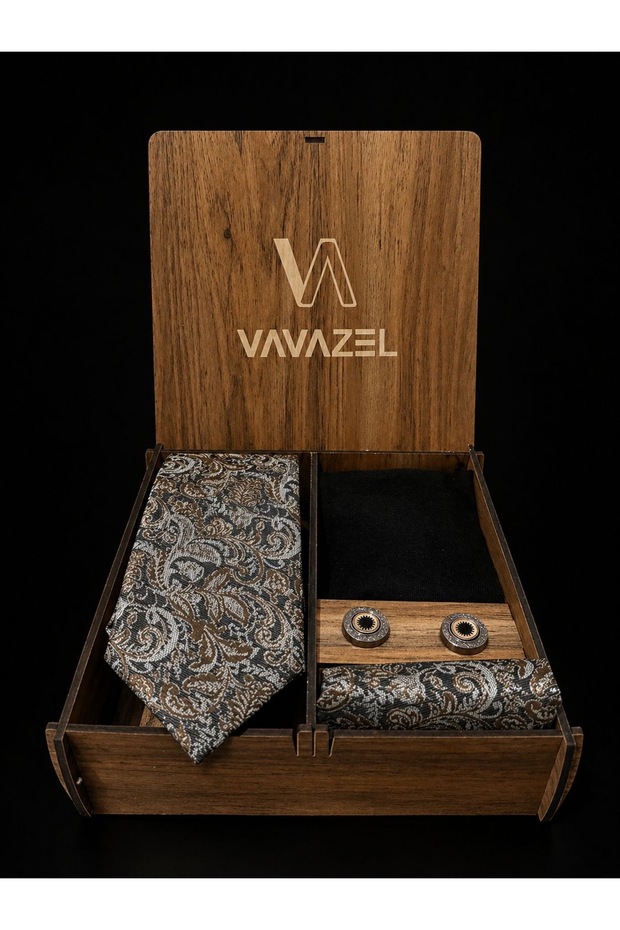 Coffee Shawl Patterned Tie Set – Natural and Sophisticated Style