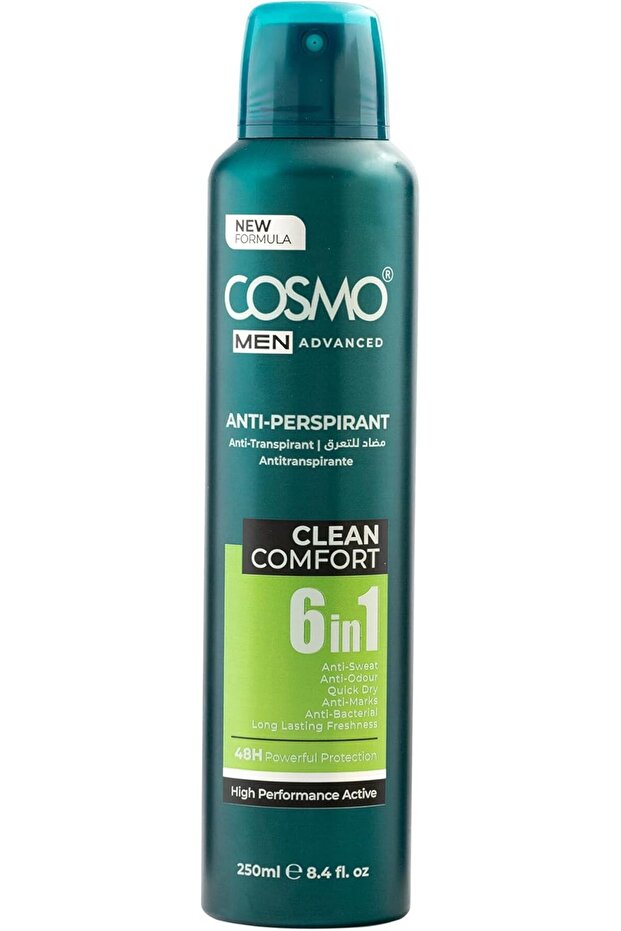 Cosmo Men Advanced Body Anti Perspirant Deodorant Spray 48H Clean Comfort 250ml