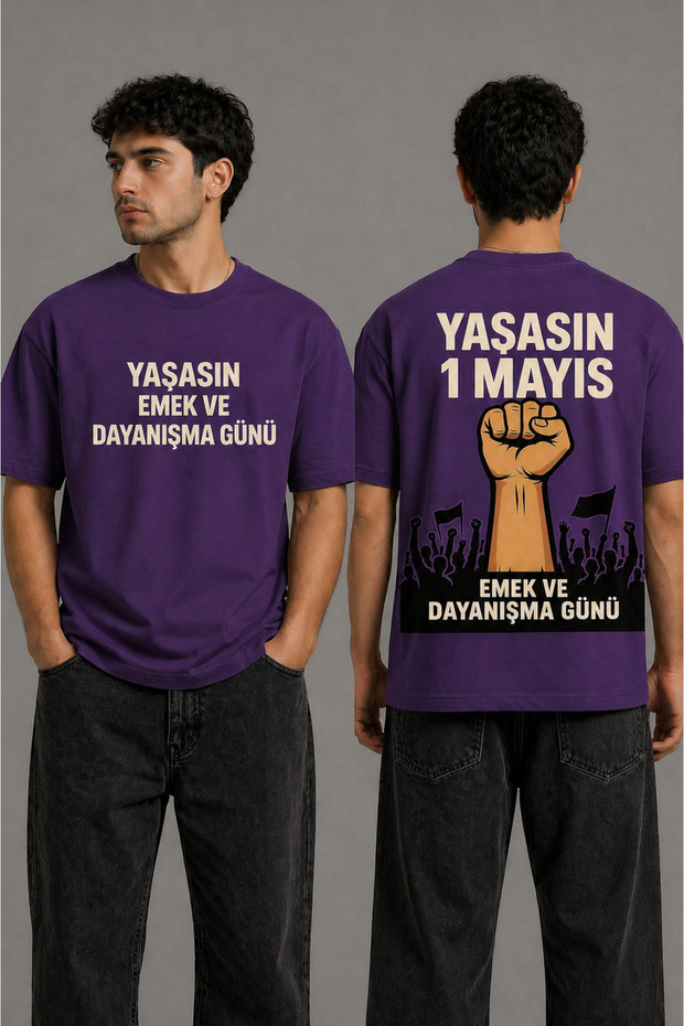 1 May Workers' Day Unisex Oversize T-Shirt Printed 100% Cotton T-Shirt Comfortable Fit