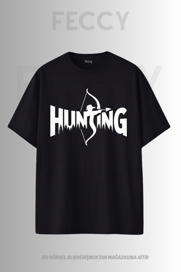 Premium Hunting2 Printed Hunter Theme Unisex Oversize Women's T-Shirt Men's T-Shirt Cotton Oversize T-Shirt