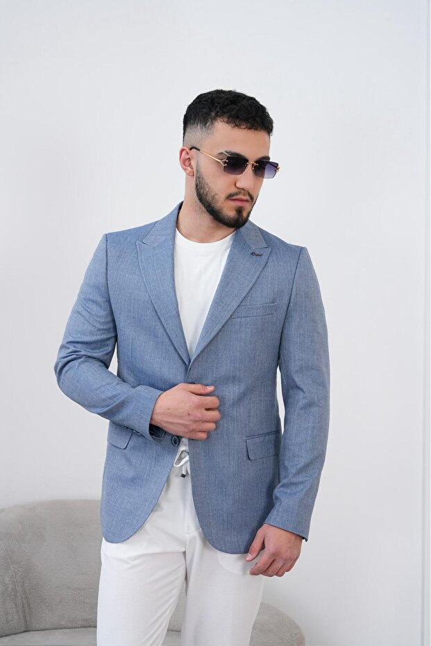 Men's Linen Blazer Jacket Slim Fit Summer Breathable