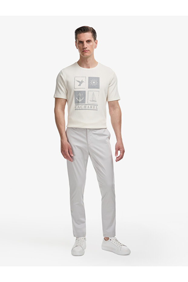 Light Gray Slim Fit Canvas Trousers 50324292-Vr001