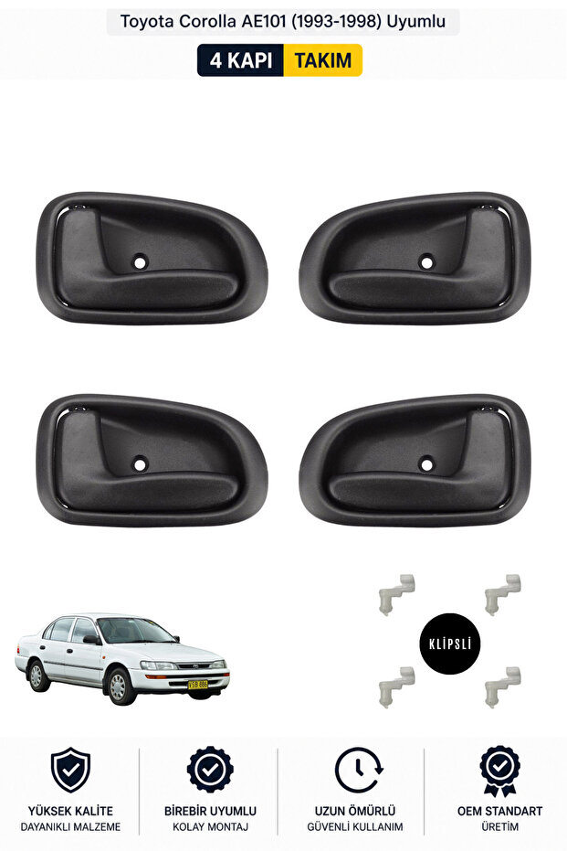 Toyota Corolla Ae101 Legendary Model Compatible Right-Left Interior Door Handle Set 4-Piece Set