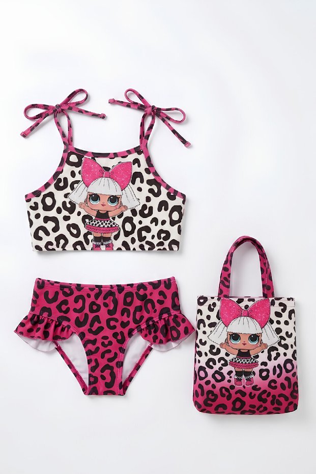 Girl's 3-Piece Swimsuit Set with Bag (Bag+Swimsuit+Bikini) 3-10 Years 12649N
