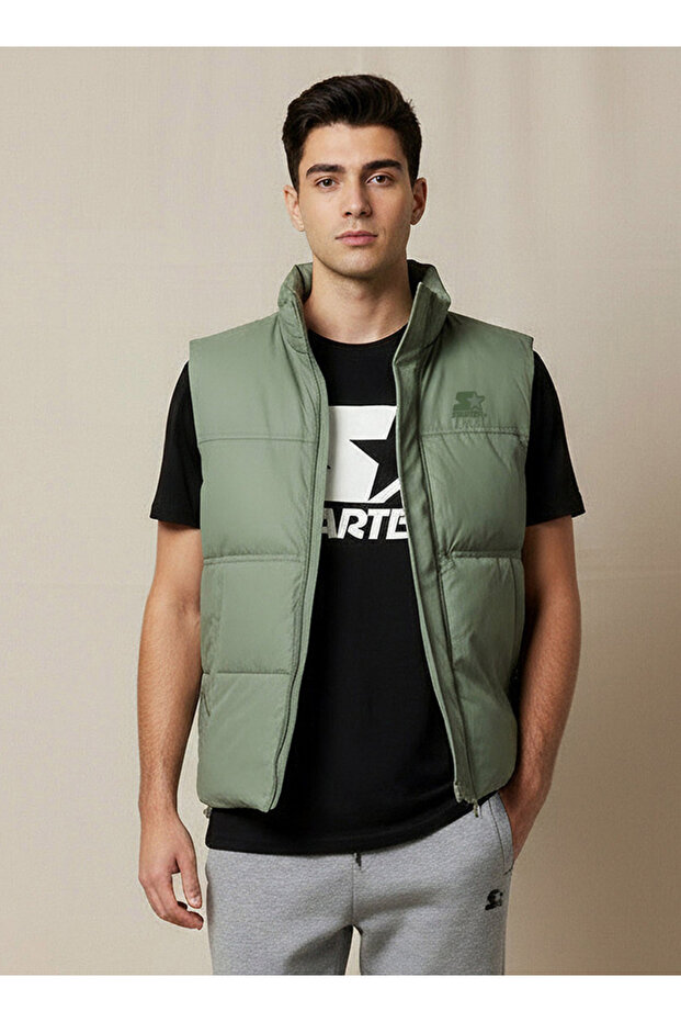 Men Relaxed Fit Quilted Sleeveless Puffer Jacket