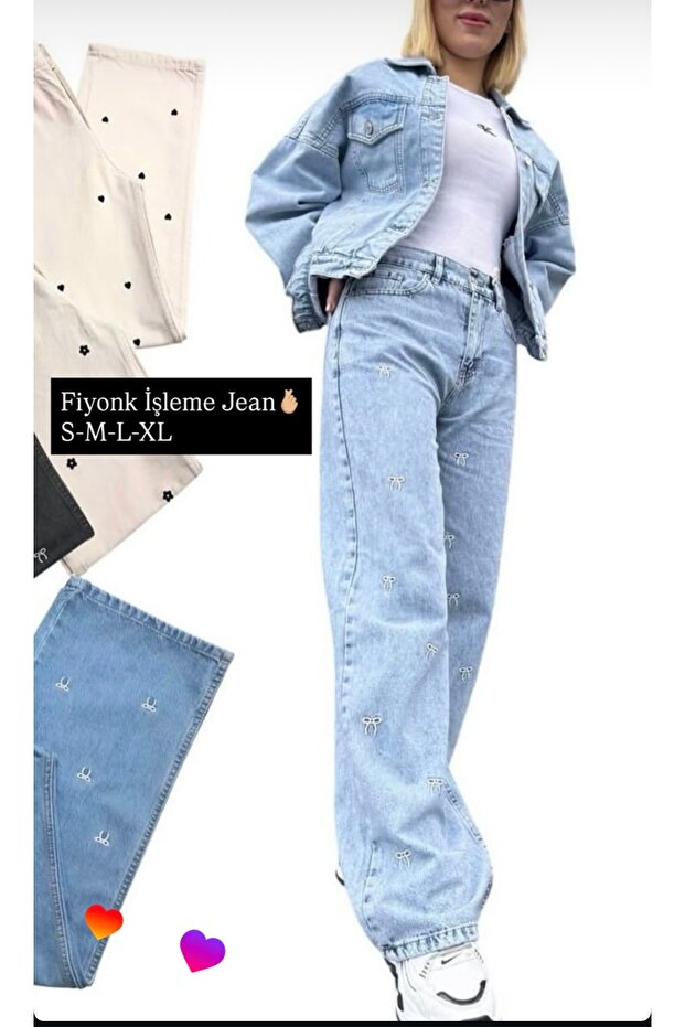 Fiyonk İşlemeli Jean