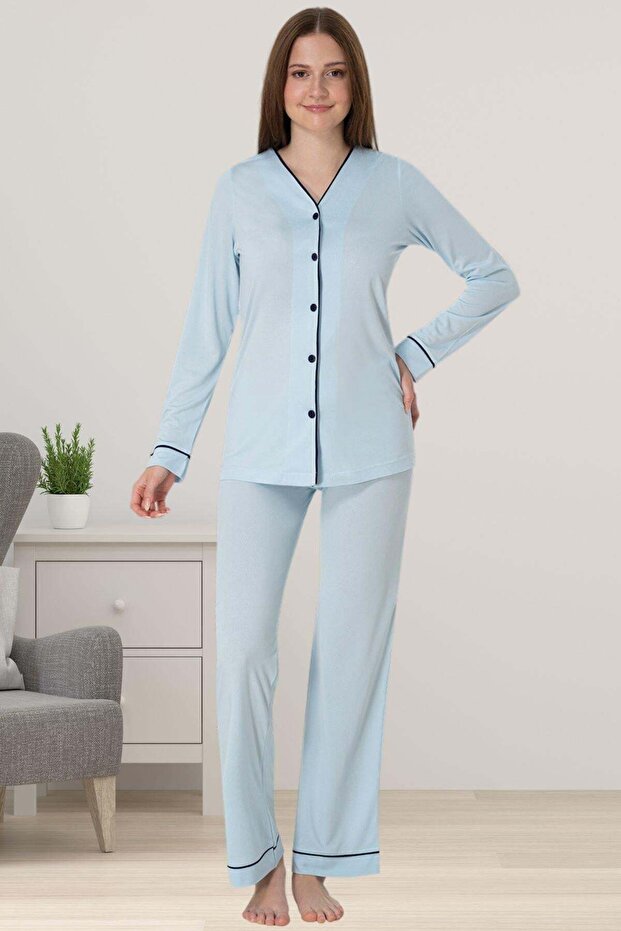 Cotton Long Sleeve Maternity Pajamas Set