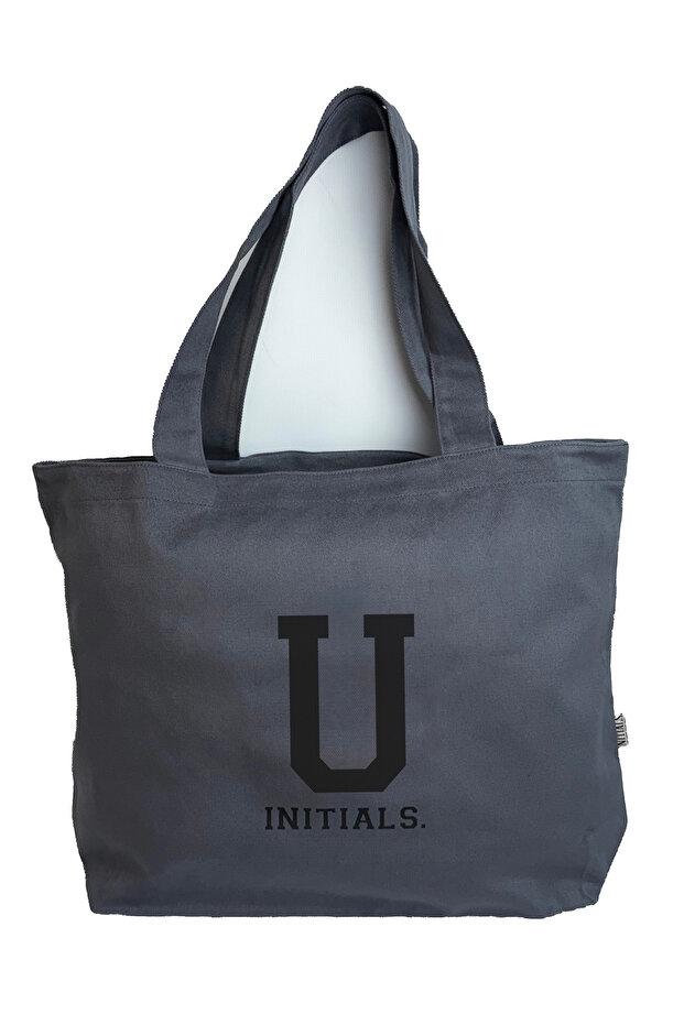 Gri Harfli Tote Bag (U)