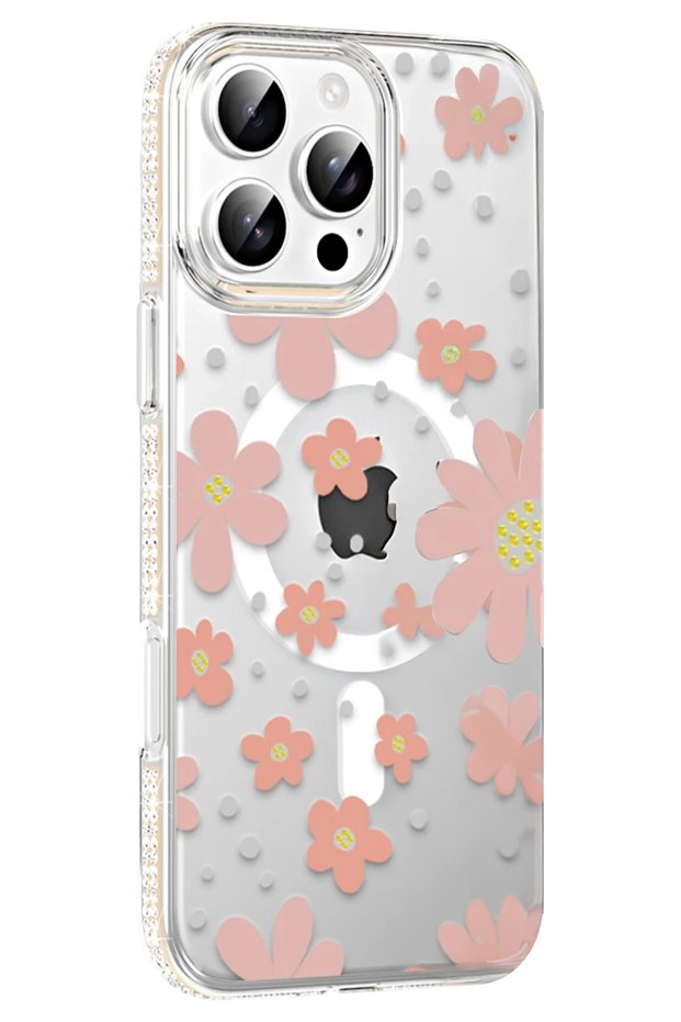 Ilkeshop iPhone 16 Pro Max Floral Magsafe Cover (211901) - Pink