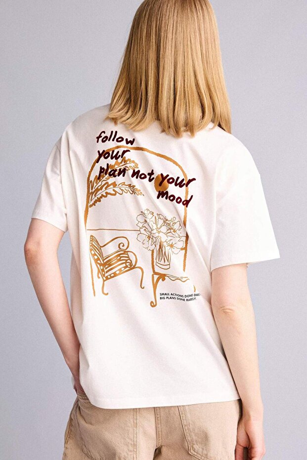 100% Cotton Oversized Crew Neck Flocked Printed Short Sleeve T-Shirt H6966Ax26Sm