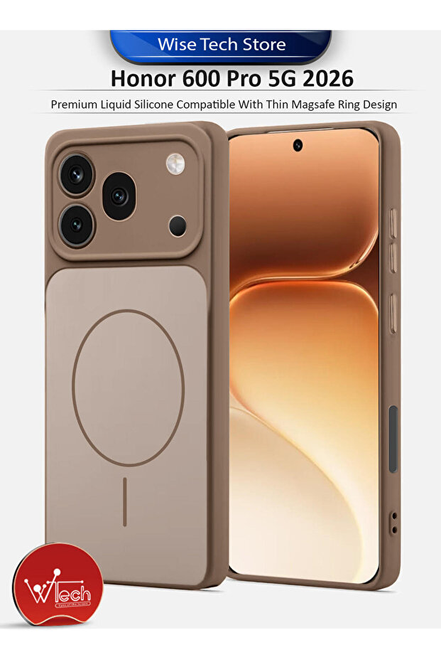 Honor 600 Pro 5G 2026 Premium Liquid Silicone Compatible With Thin Wireless Safely Magnetic Charging Ring Design Case Cover