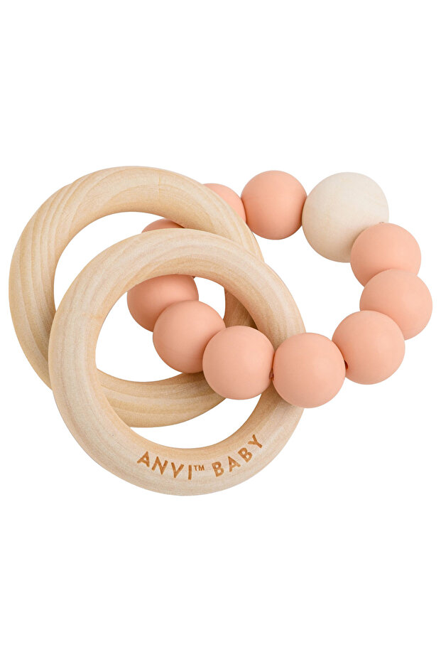 - Wood And Silicone Teether - Peachy Keen