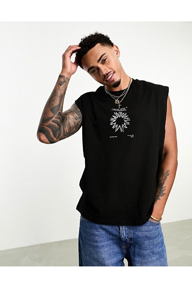 Men's oversized crew neck sleeveless t-shirt - longline