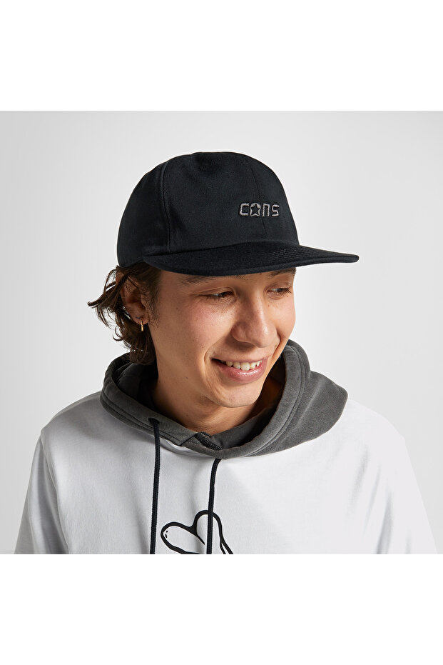 Cons Six Panel Baseball Unisex Black Hat