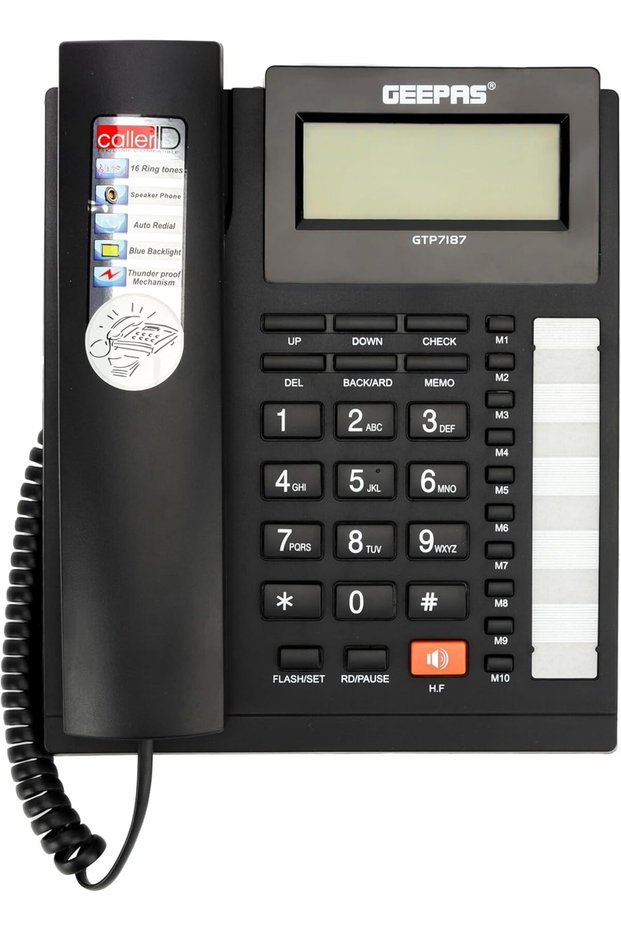 GTP7187 Executive Telephone with Caller ID 16 Digits Telephone -Recording 15 Out & 50 Incoming Calls with Auto Redial | Hands-Free Calling