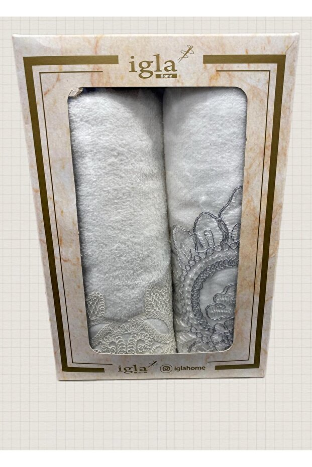 100% Cotton Dowery Pack with Velvet Ties, 2-Piece Boxed Towels 50X85